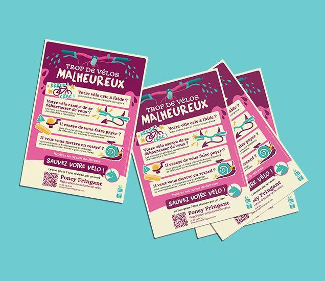 Mise en situation d'un flyer illustré et mis en page par Edwinette